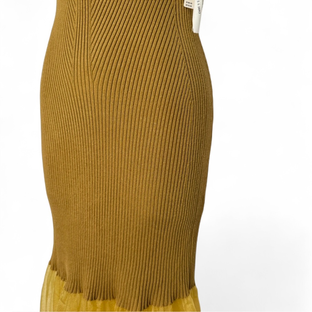 Anthropologie Glam Sheer Panel Ribbed Maxi Sweater Gold Dress NWT M Formal - Picture 8 of 10